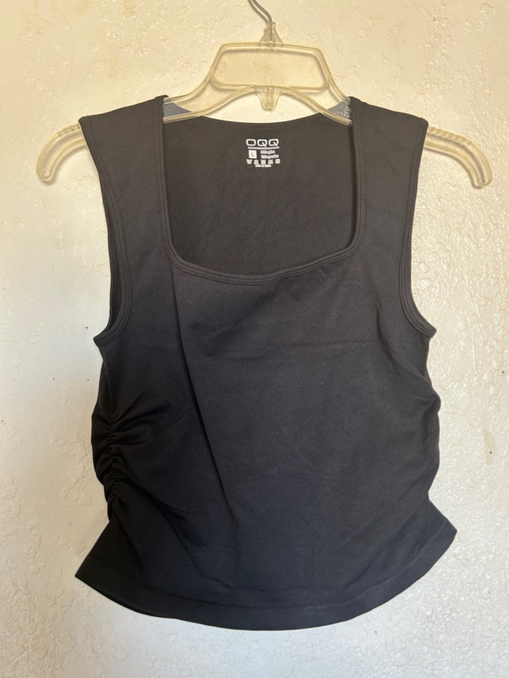 Black Square-Neck Ruched Side Tank Top - Picture 2 of 3